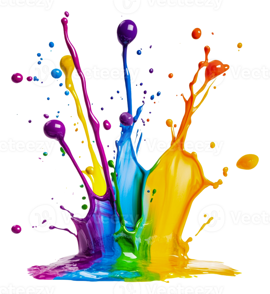 Vibrant patterns from colorful splashes, cut out - stock . png