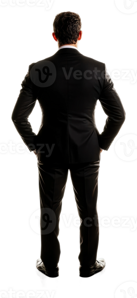 A man in a suit standing with his hands on his hips png