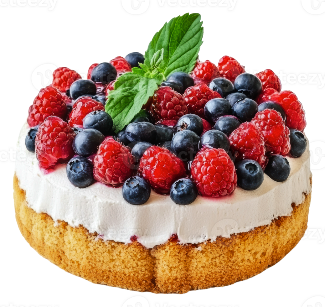 A cake with berries and cream on top png