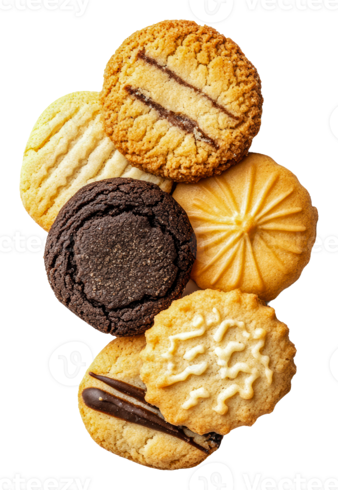Assorted cookies arranged in a delicious stack, cut out - stock . png