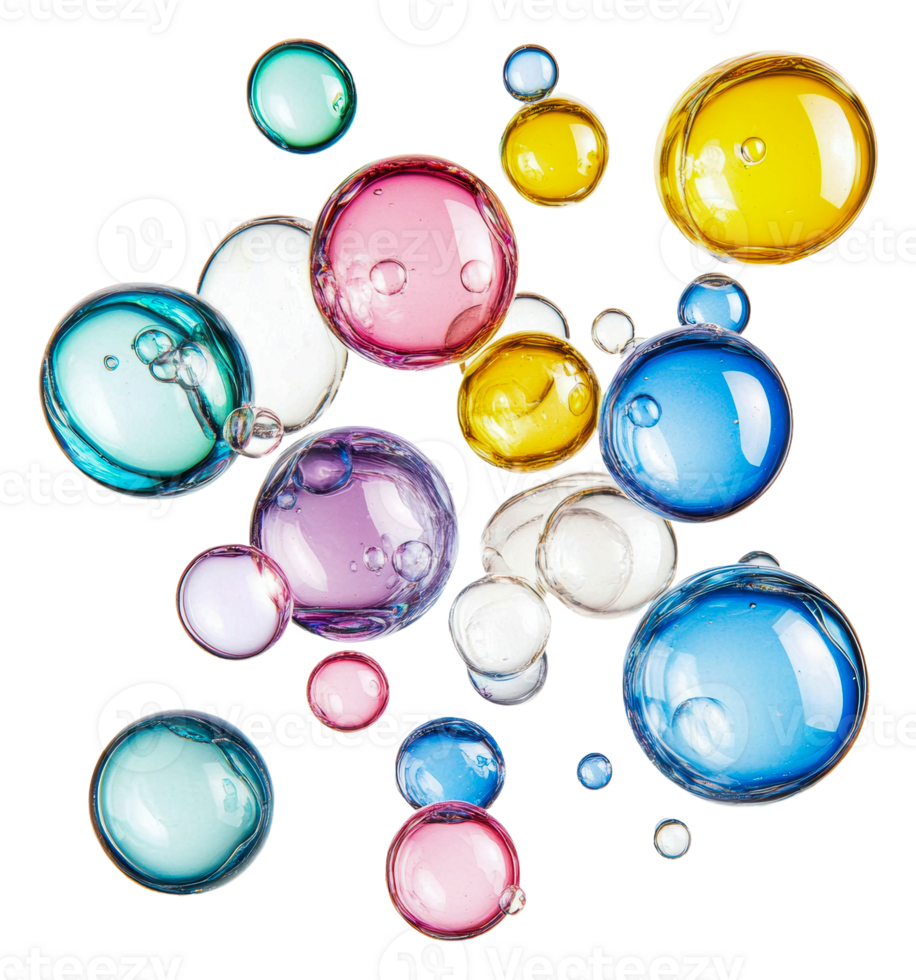 Colorful bubbles create a vibrant display of light, cut out - stock . png