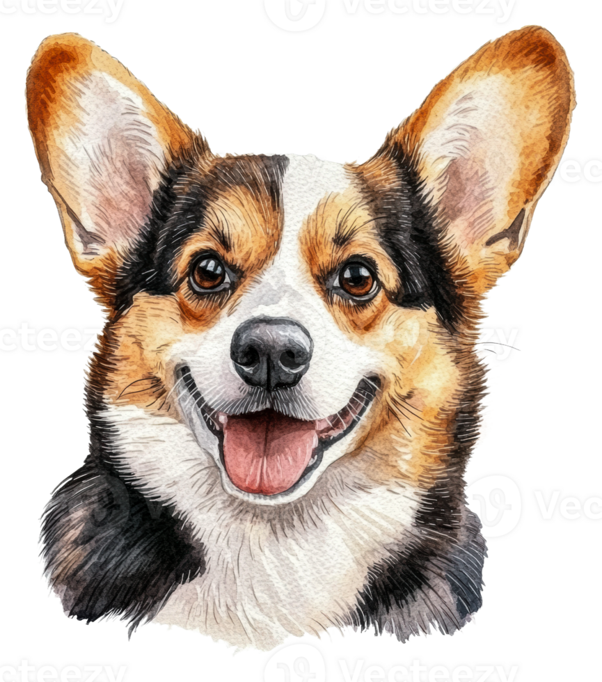 Happy corgi dog with bright eyes and smile, cut out - stock . png