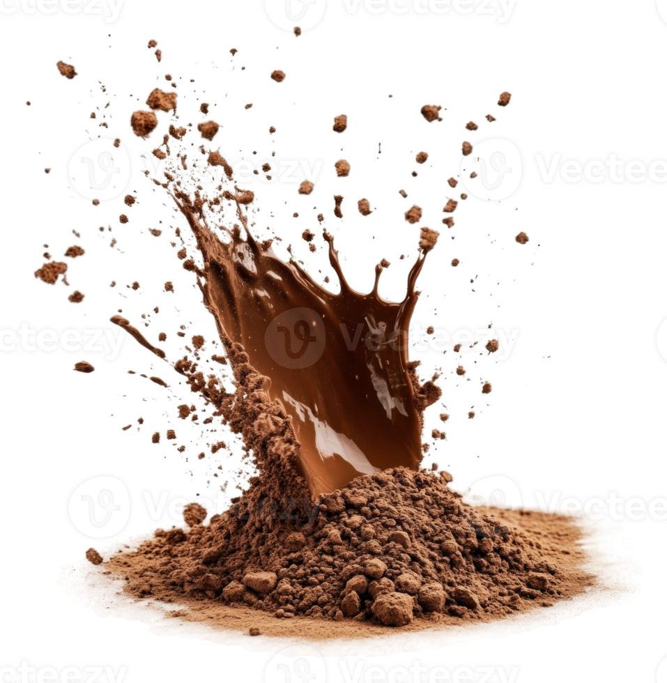 Cocoa splashes dramatically, cut out - stock . png