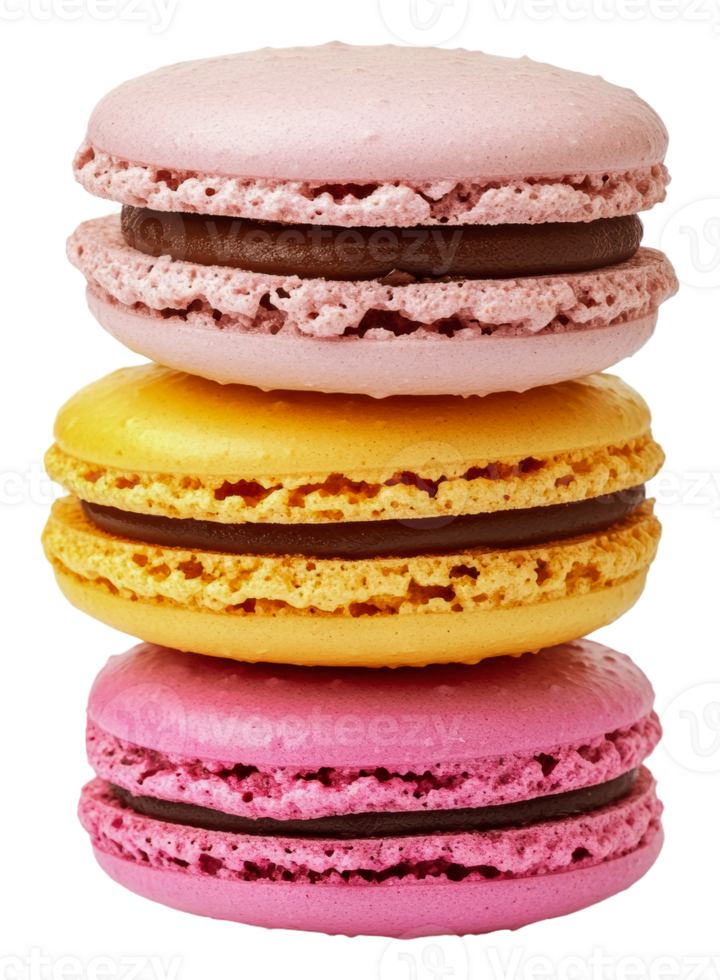 Colorful macarons stacked on top of each other, cut out - stock . png