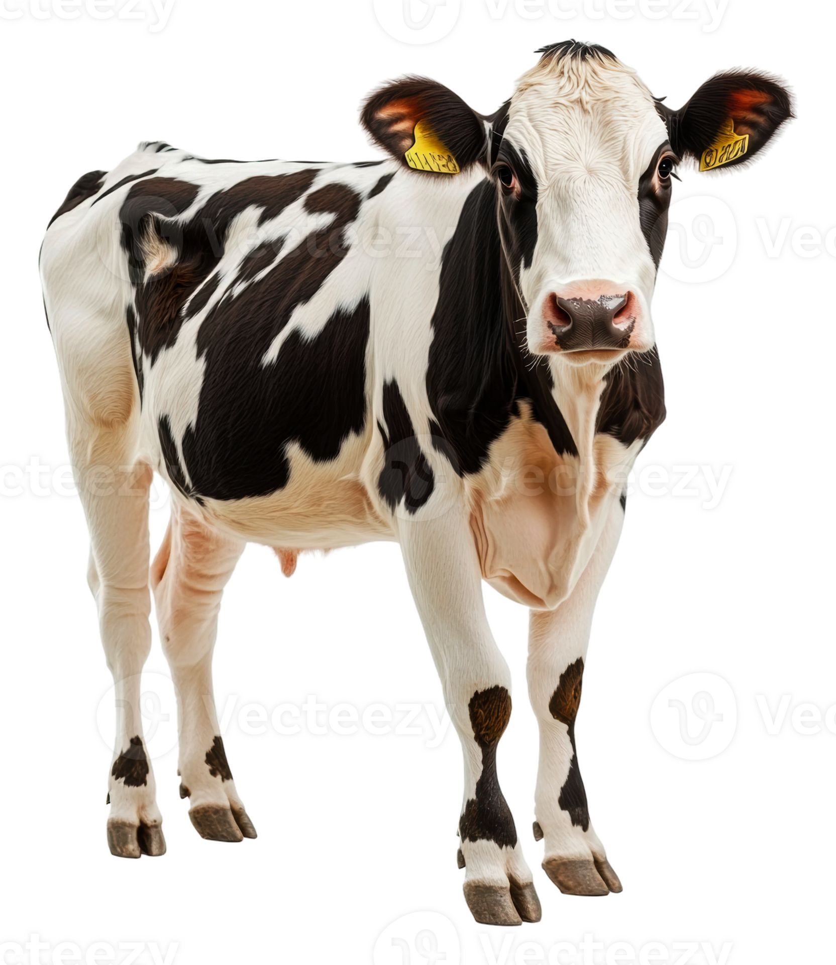 Black and white dairy cow on a clean background, cut out stock