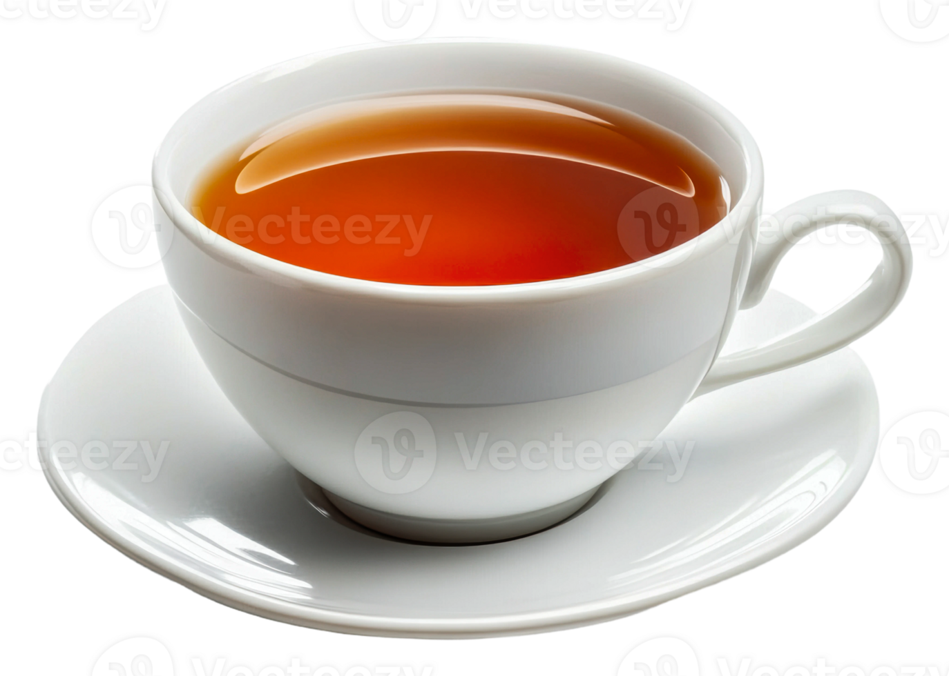 Warm cup of tea on a saucer ready to enjoy, cut out - stock . png