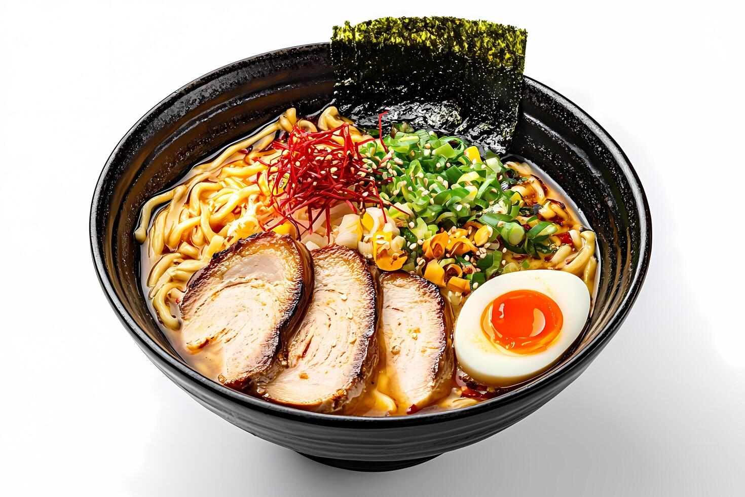 isolated a bowl of delicious ramen photo
