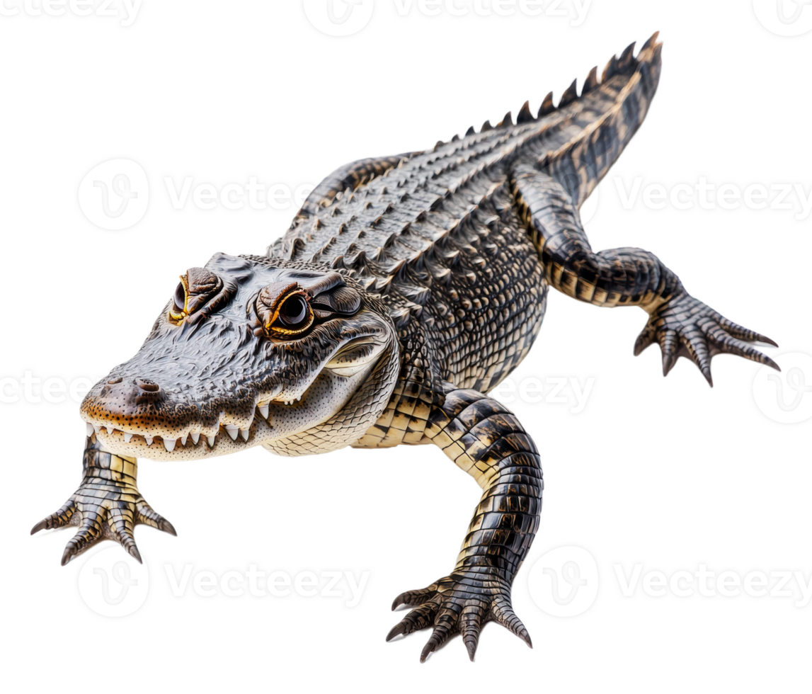 Lizard-like creature exploring a vibrant habitat, cut out - stock . png