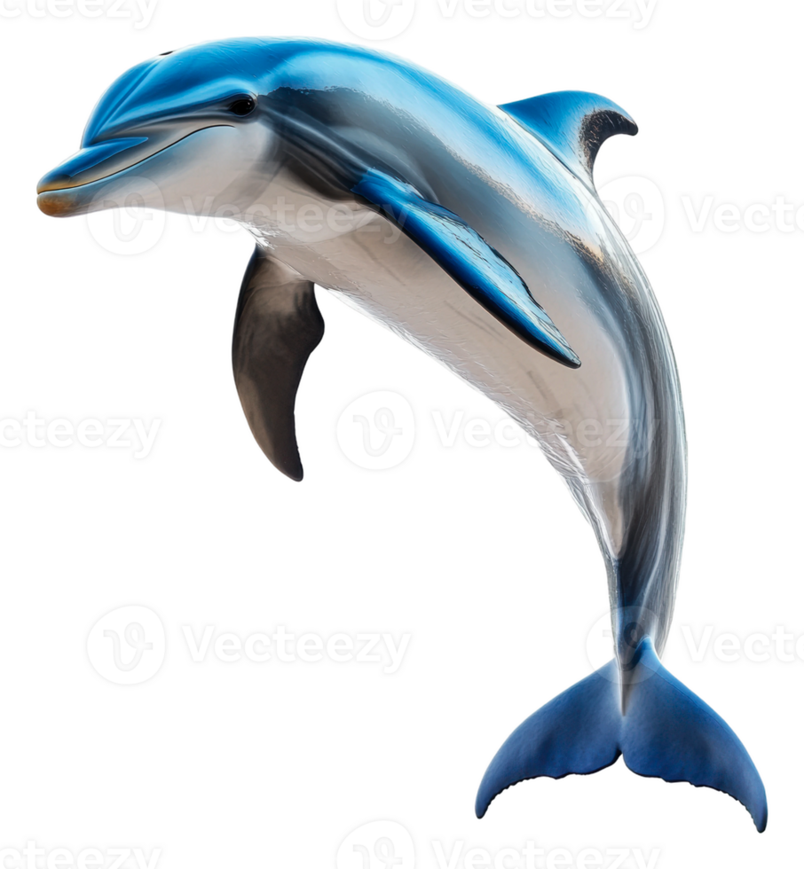 Dolphin jumping playfully above the ocean surface, cut out - stock . png
