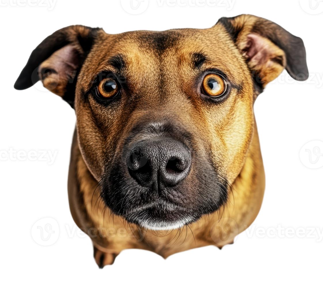 A close-up of a curious dog with expressive eyes, cut out - stock . png