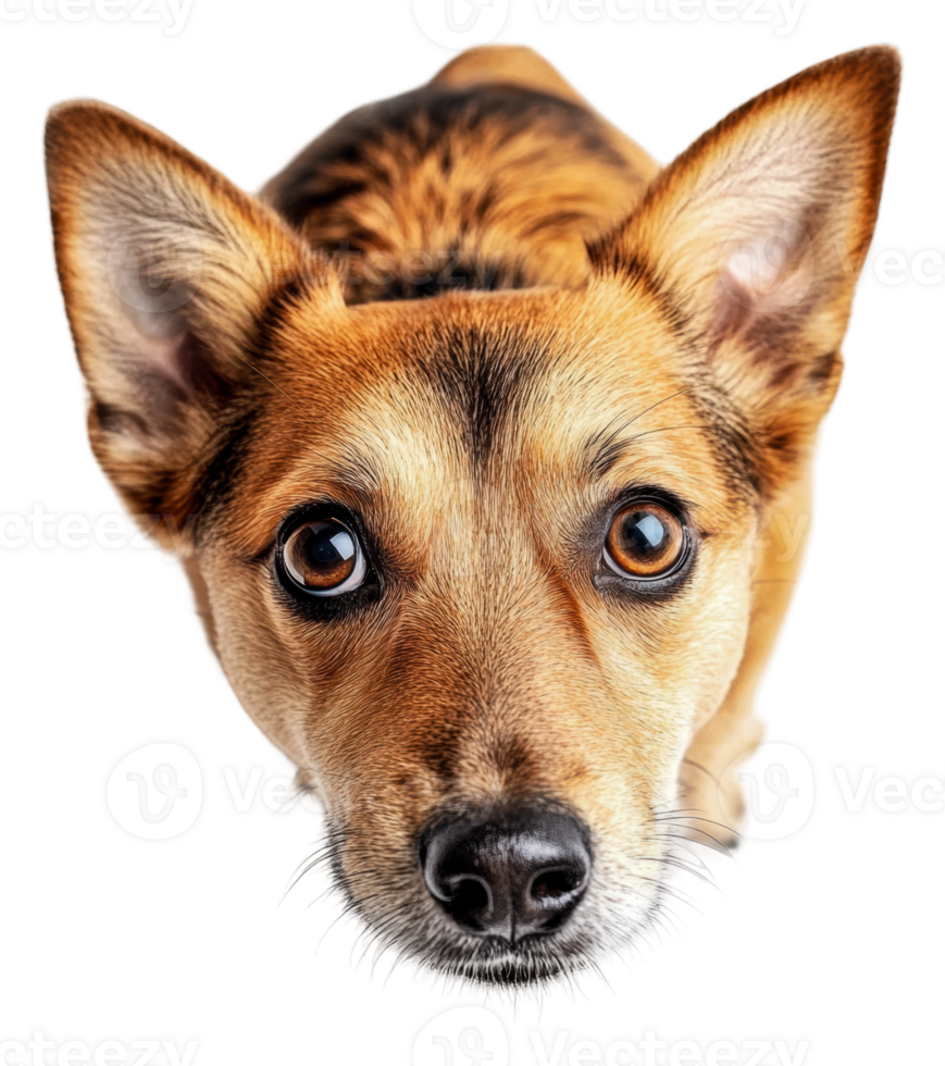 Close-up of a curious dog with bright eyes, cut out - stock . png