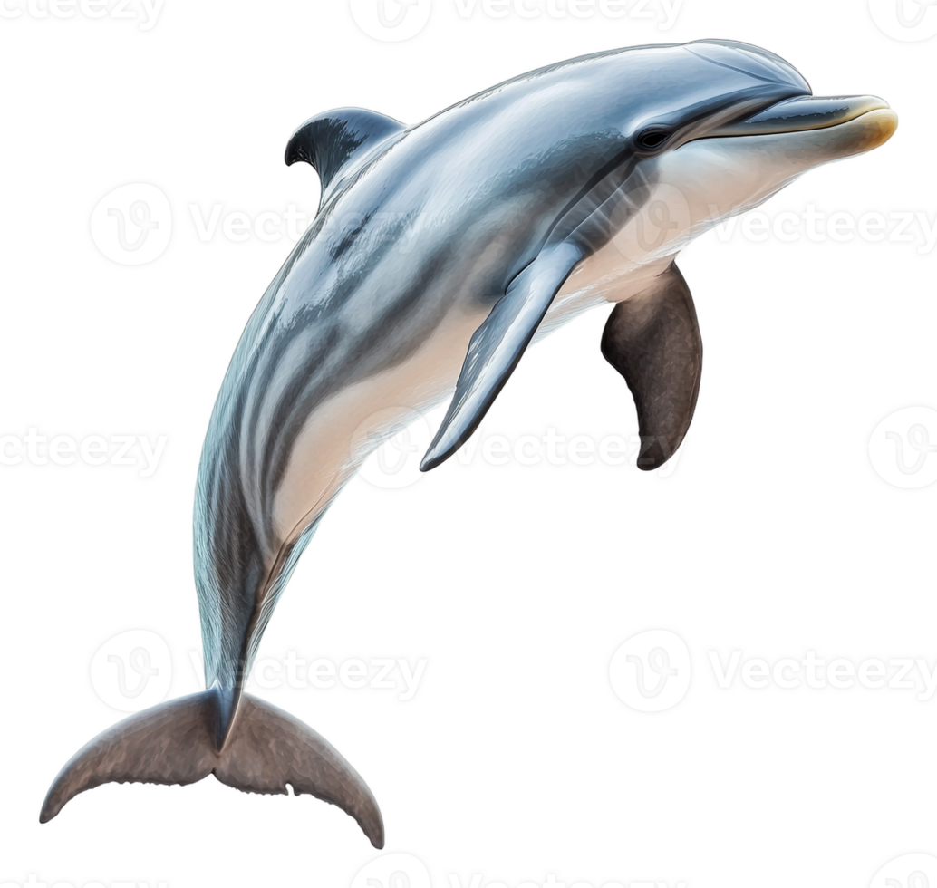 Dolphin leaping gracefully above the ocean surface, cut out - stock . png