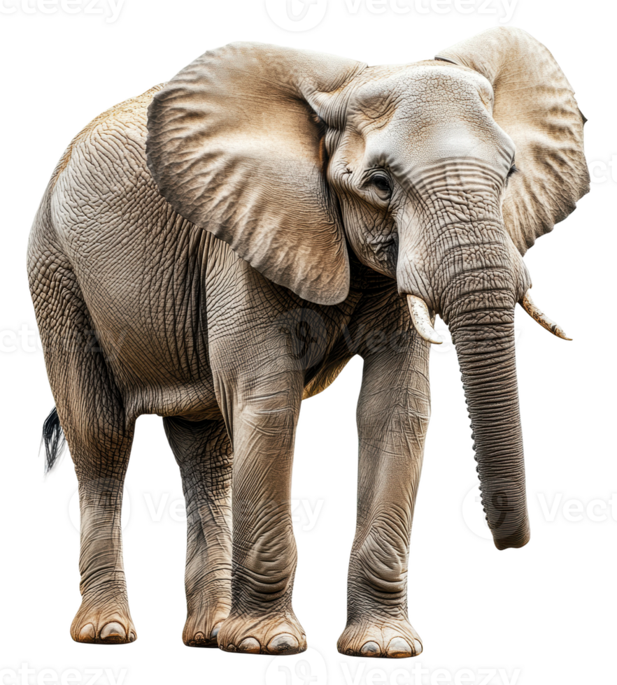 Majestic African elephant in savannah, cut out - stock . png