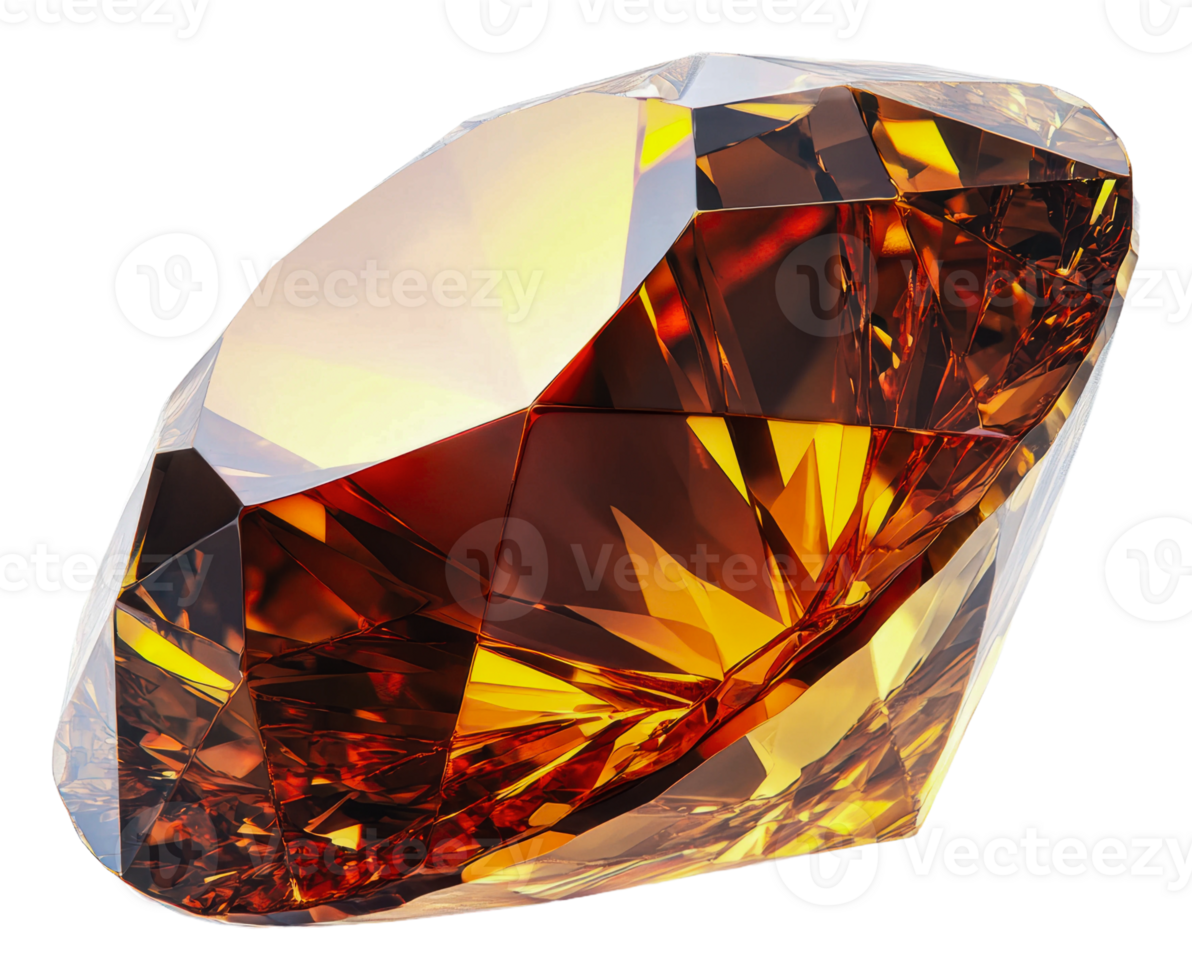 Shimmering orange gemstone resting on a surface, cut out - stock . png