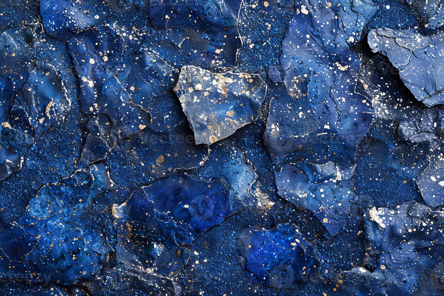 Abstract Blue and Gold Painted Texture with Lapis Lazuli Influence photo