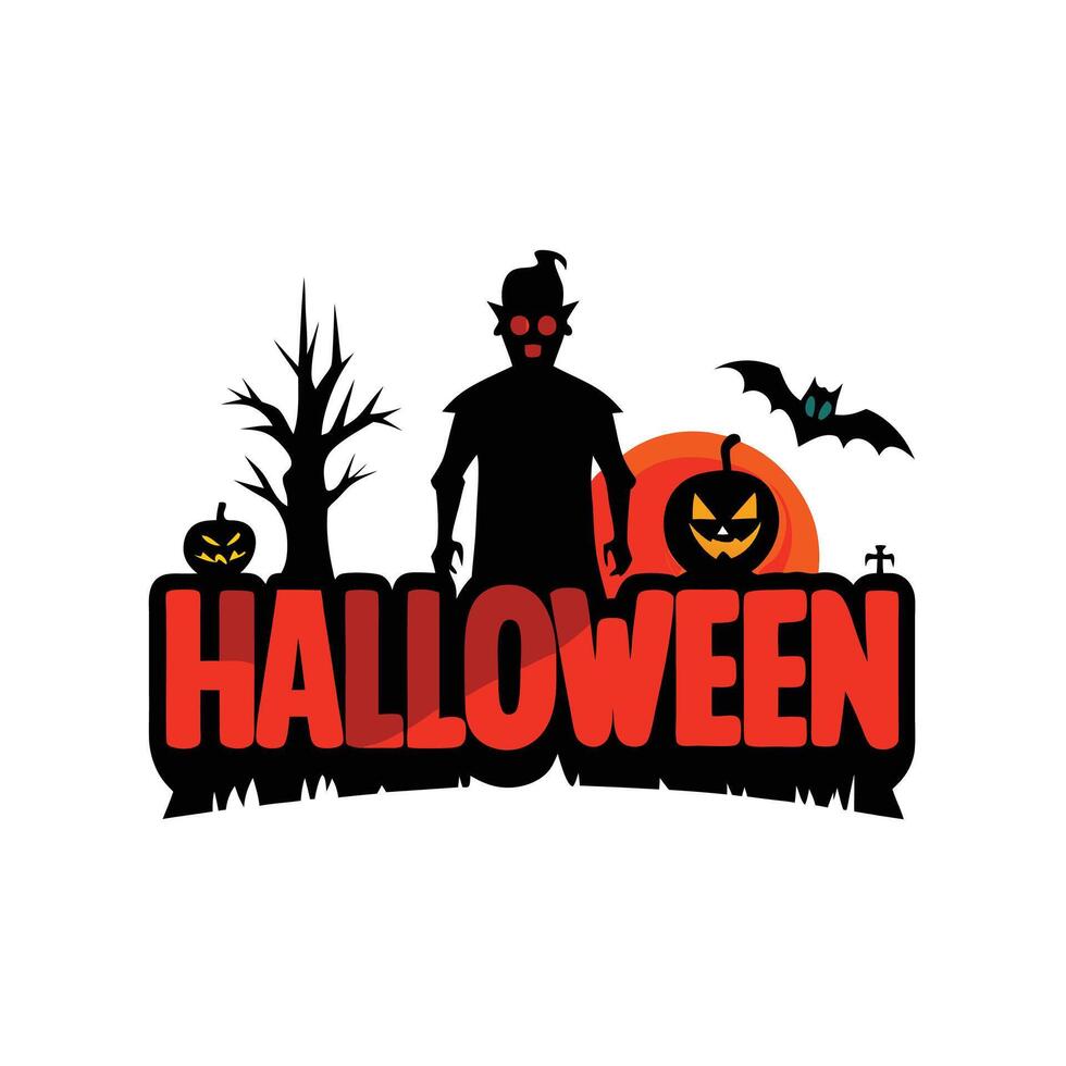 Modern Halloween Haunted House and Ghost Silhouette with Pumpkin Icon vector