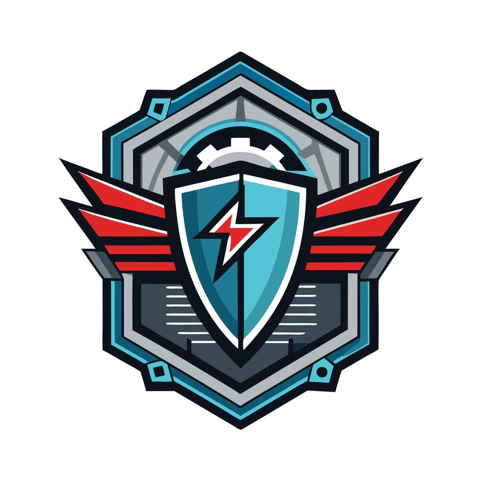 Abstract technology mascot badge logo icon vector
