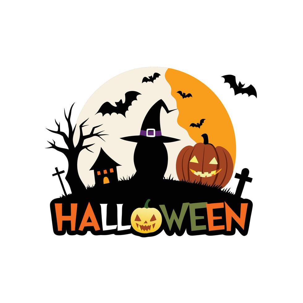 Skittish Halloween Night Haunted House and Ghost Silhouette with Pumpkin Icon vector