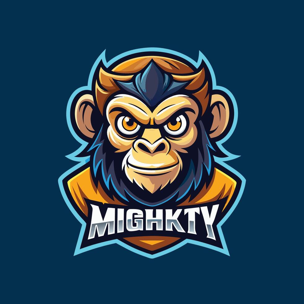 Monkey mascot logo icon design with text vector