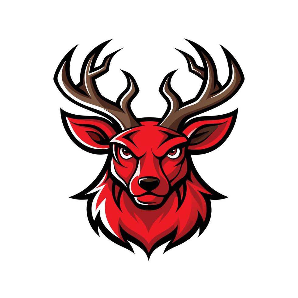 Aggressive stag head mascot logo icon design isolated vector