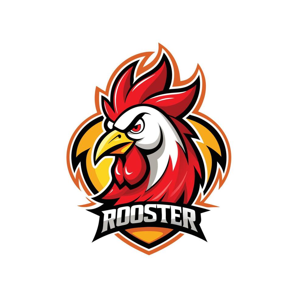 Rooster mascot logo icon design with text vector