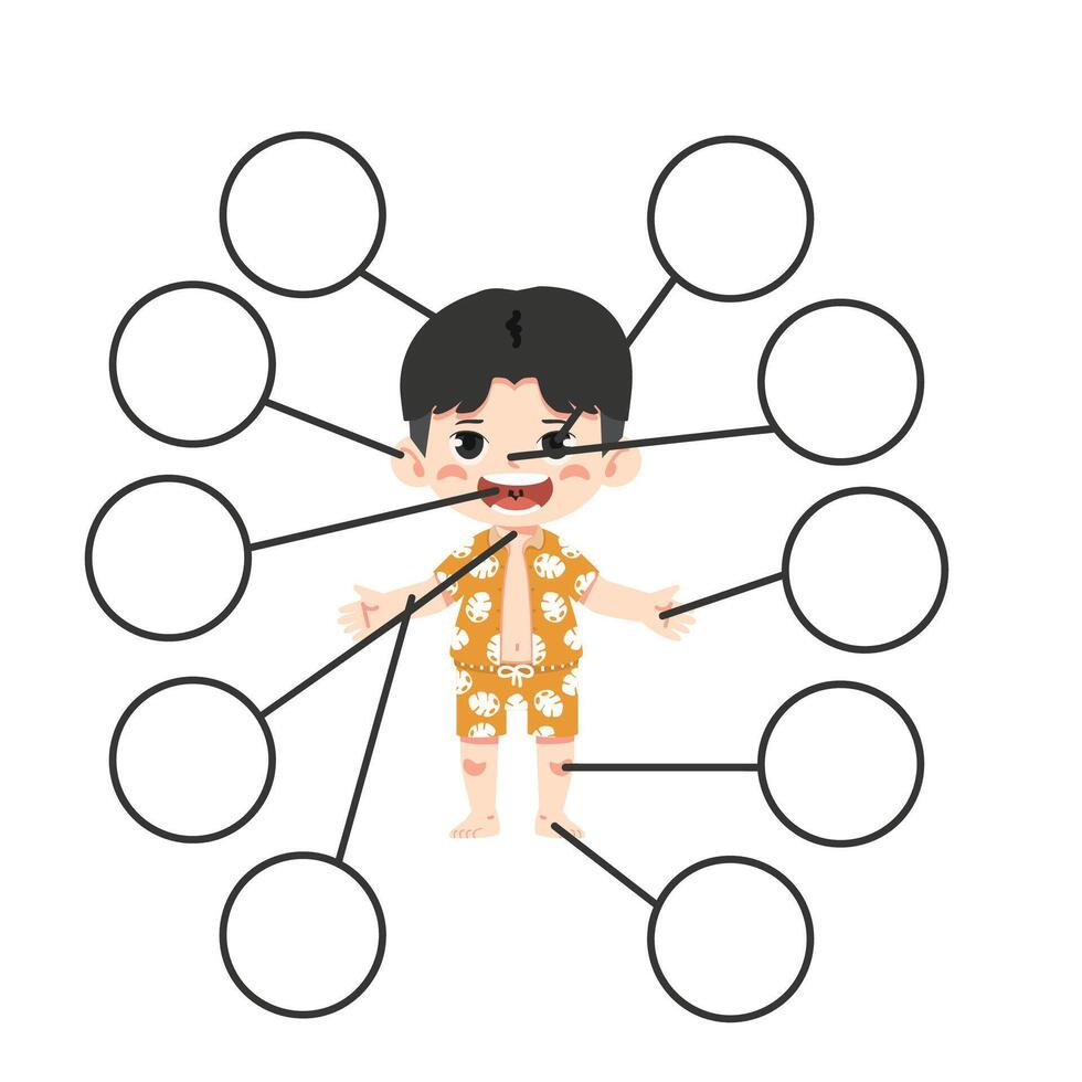 Kid parts of the body for teaching vector