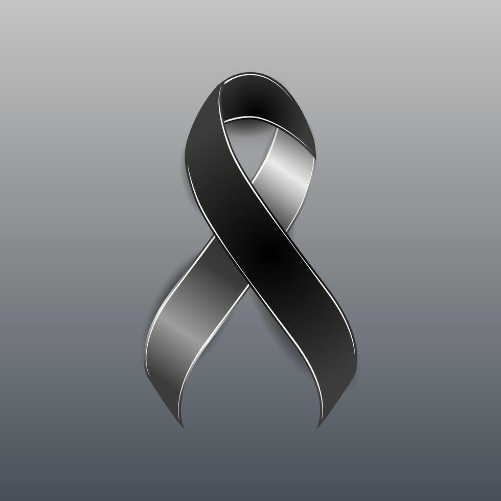 black ribbon mourning with dark background vector