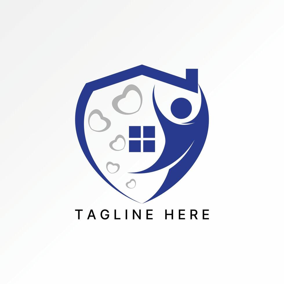 Logo design graphic concept abstract creative premium stock active body safety roof house living happy on shield. Related love support property vector