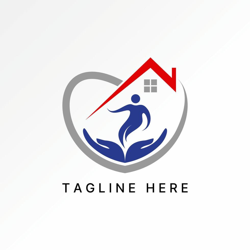 Logo design graphic concept abstract creative premium stock two hands roof house living active happy on shield. Related love support property vector