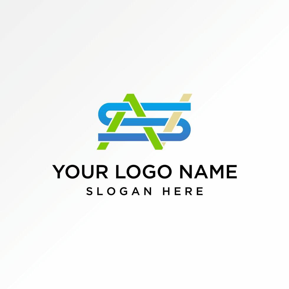 Logo design graphic concept creative premium stock letter initial AVS on NS or SN font cutting pattern webbing. Related to monogram typography technology vector
