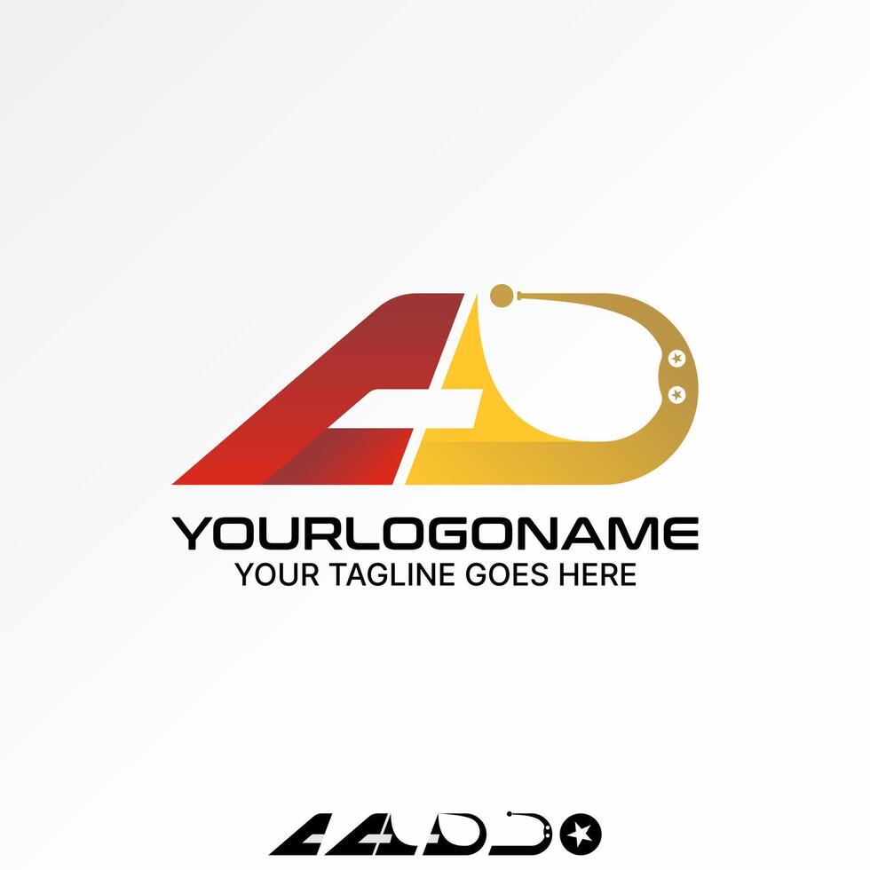 Logo design graphic concept abstract creative premium stock initial AD font fast sport wings aeroplane. Related to monogram typography aircraft vector