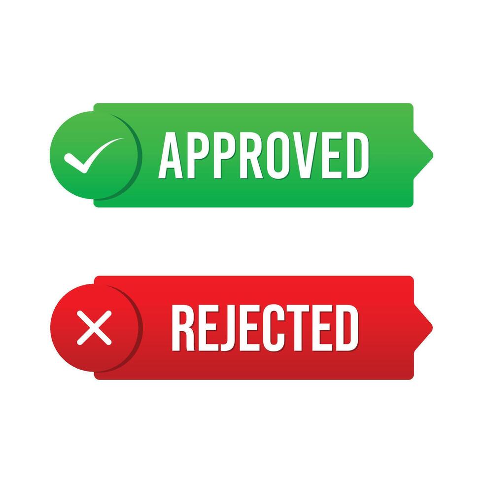 Approved and rejected check mark sign vector