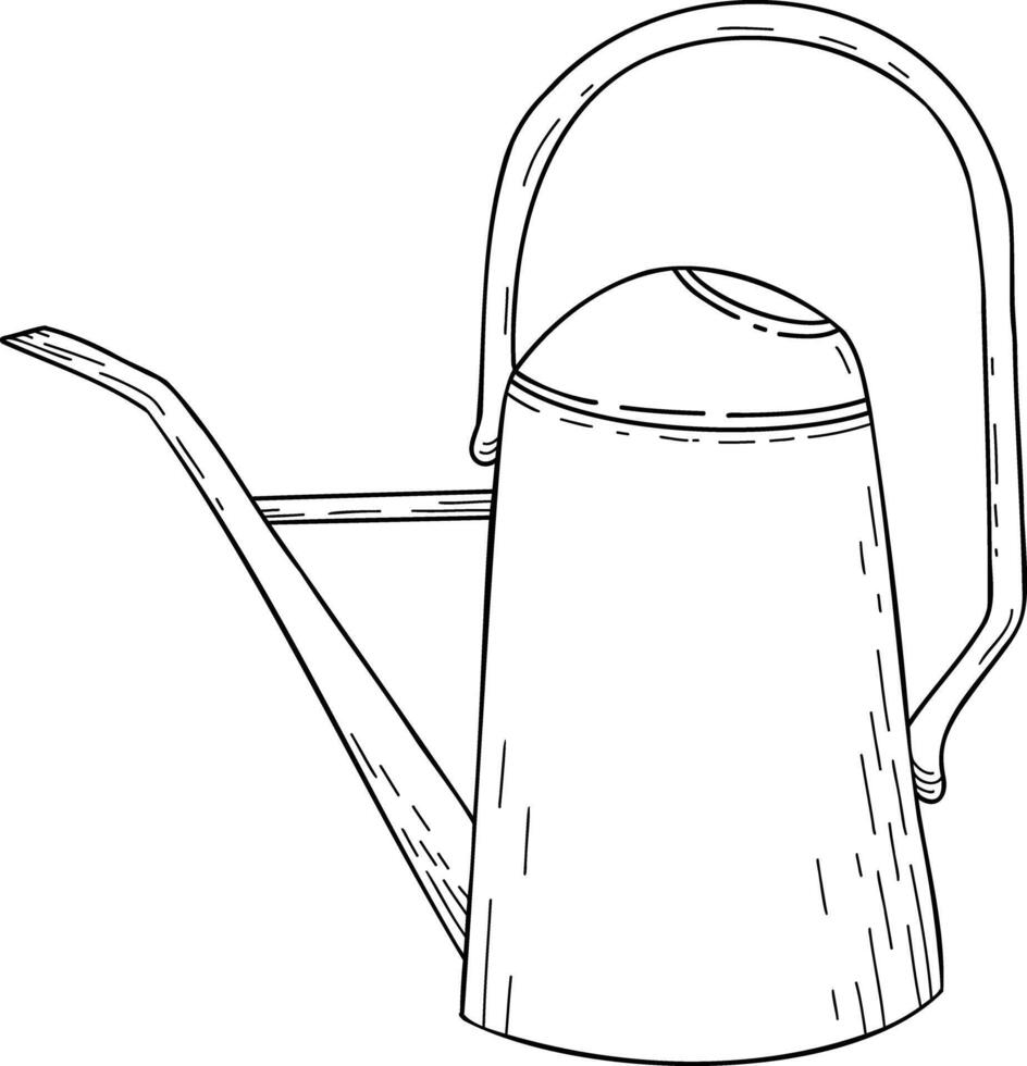 Gardening tools linear icons and doodles. Watering can, watering, irrigation, spraying. For florists, flower growers, gardeners, plant care. Line art isolated on white. vector