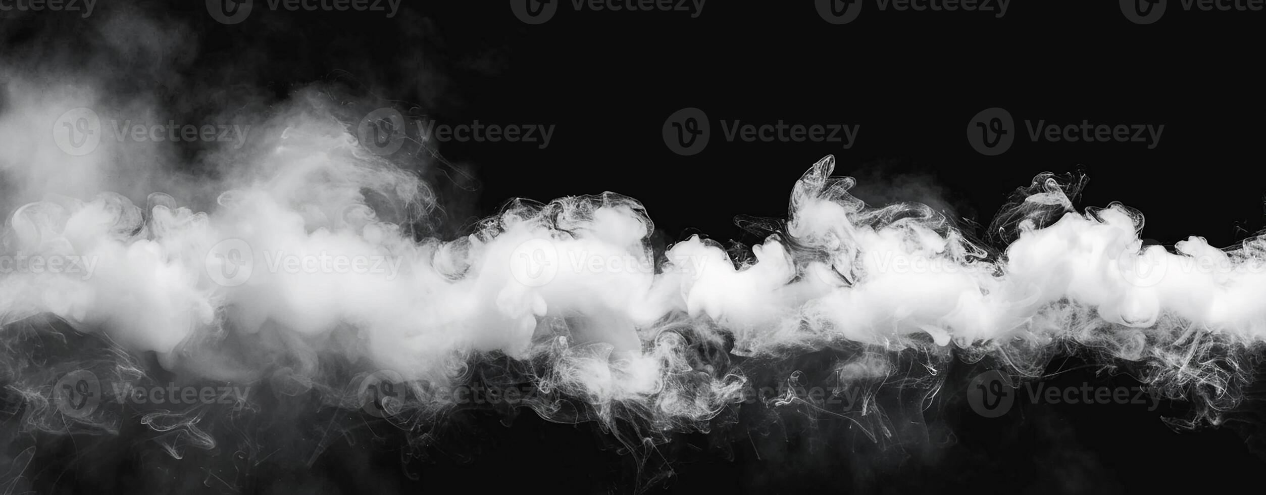 Fog or smoke on black background. White cloudiness on black background. Ecological concept photo
