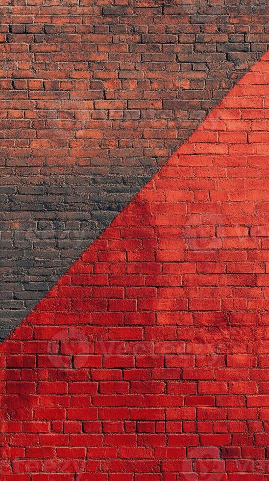Red and Grey Brick Wall with Diagonal Line photo