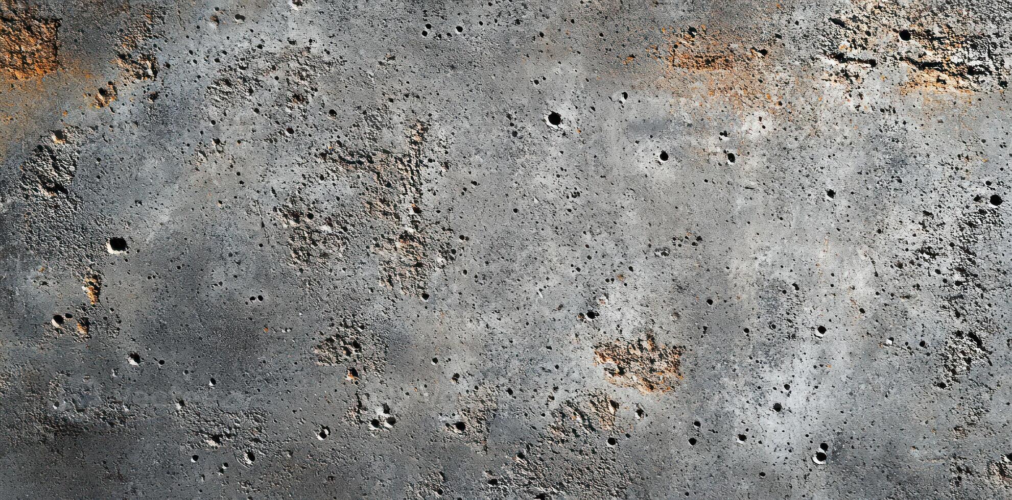 Weathered Concrete Surface with Holes and Rust photo