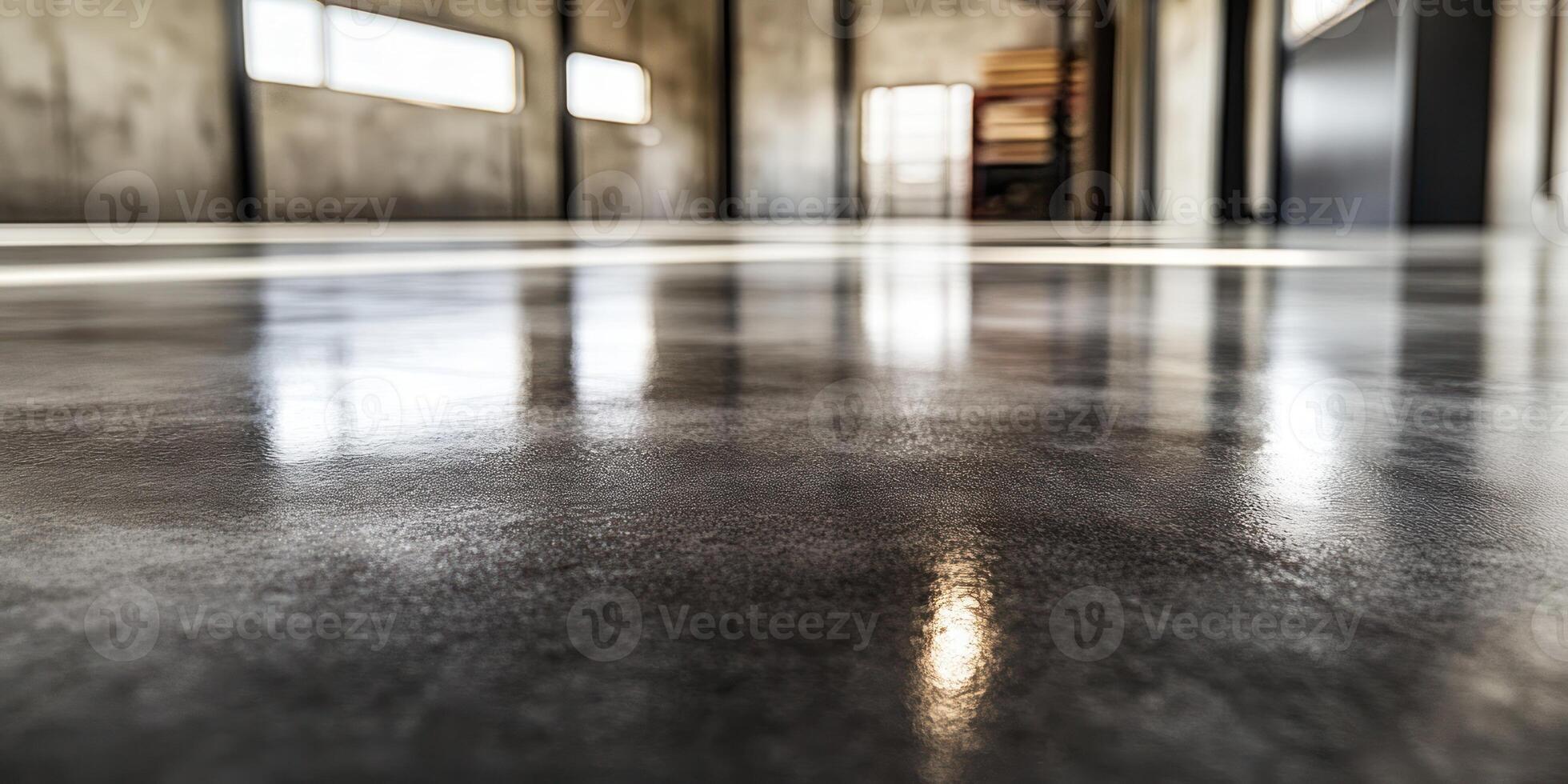 A Close-Up View of a Polished Concrete Floor with Reflections photo