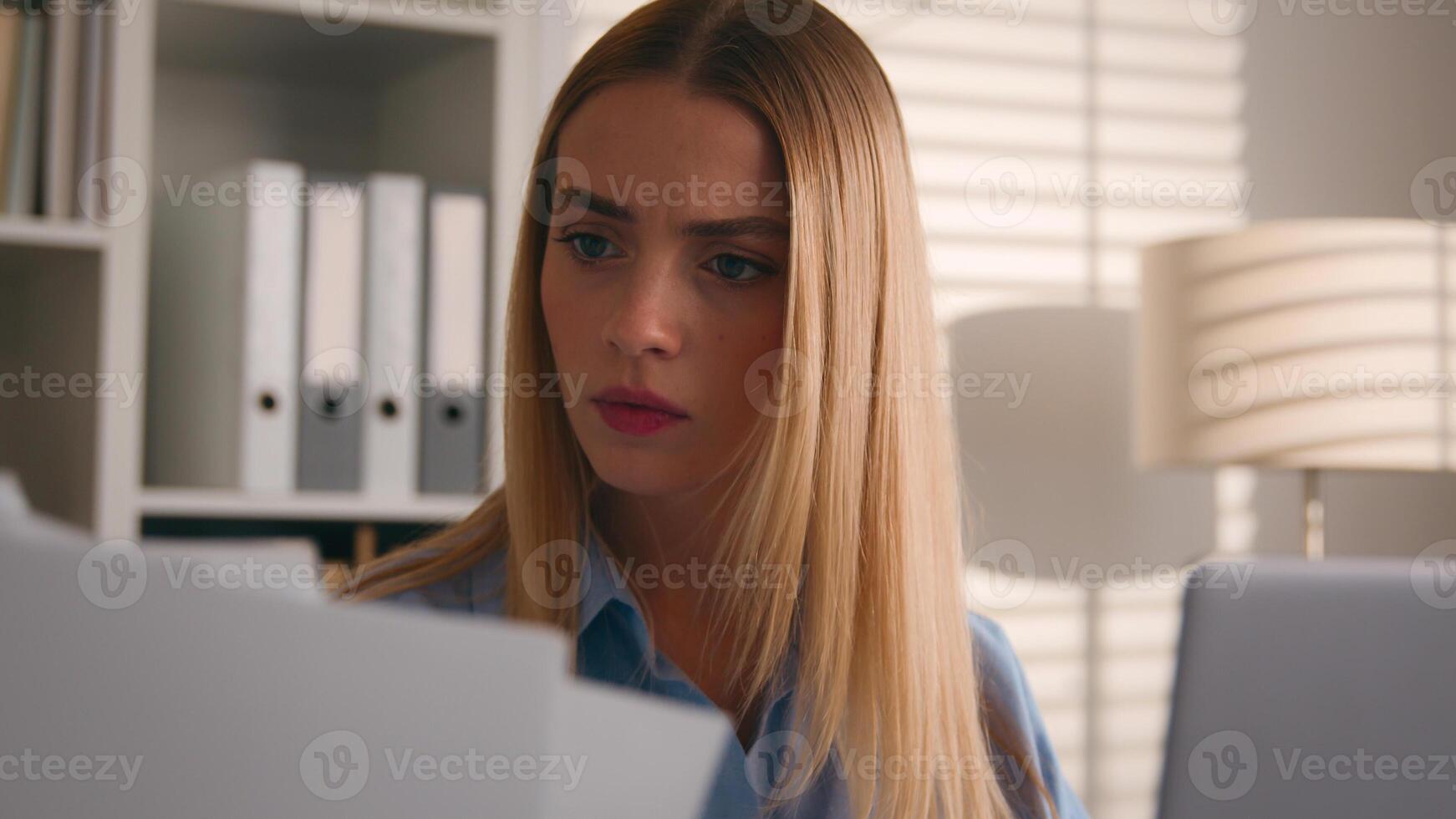 Close up angry upset Caucasian woman user using laptop in home office frustrated mad confused shocked computer problem say what shock failure online stressed girl businesswoman mistake software error photo