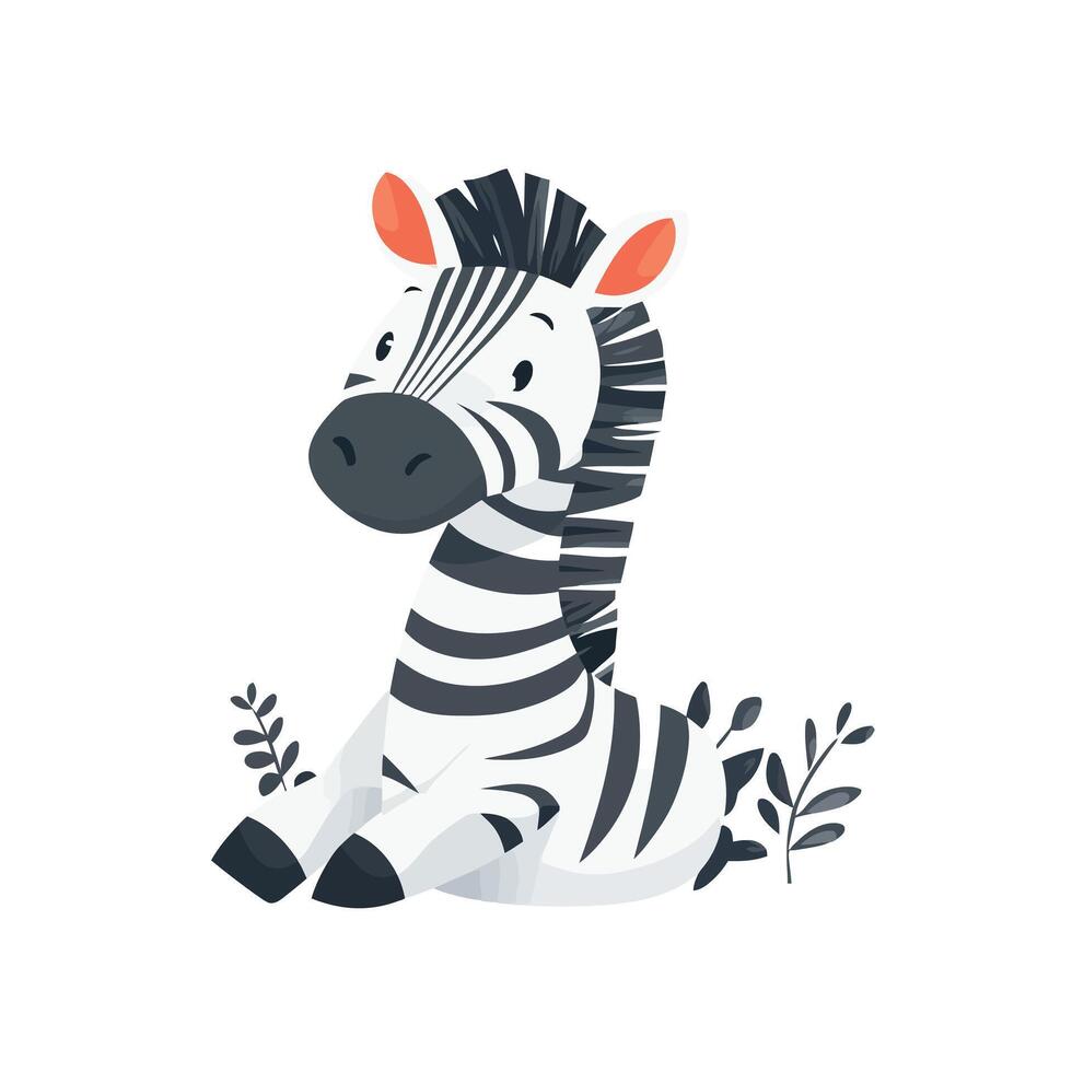 a cartoon zebra sitting in the grass vector