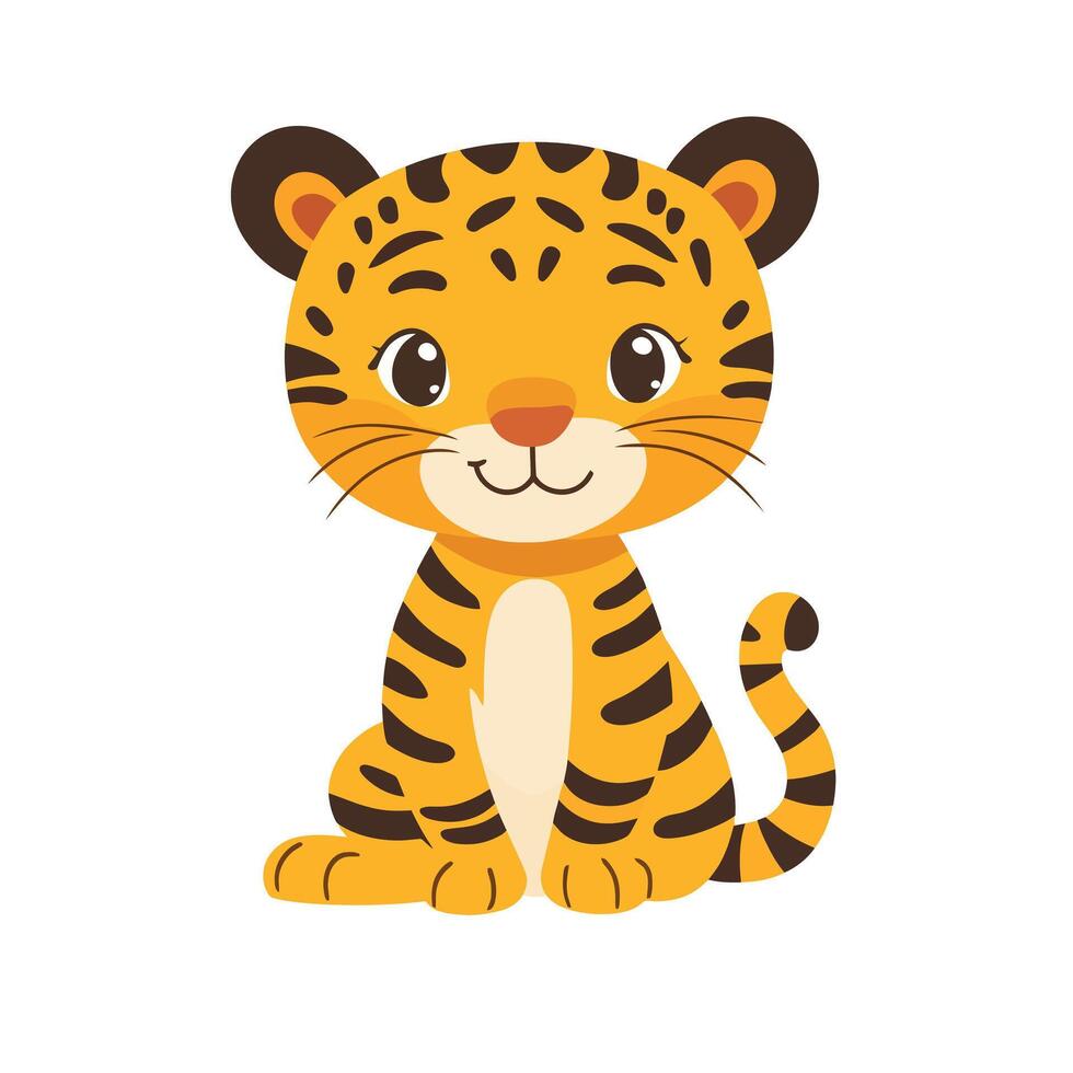 Tiger with big cute eyes vector