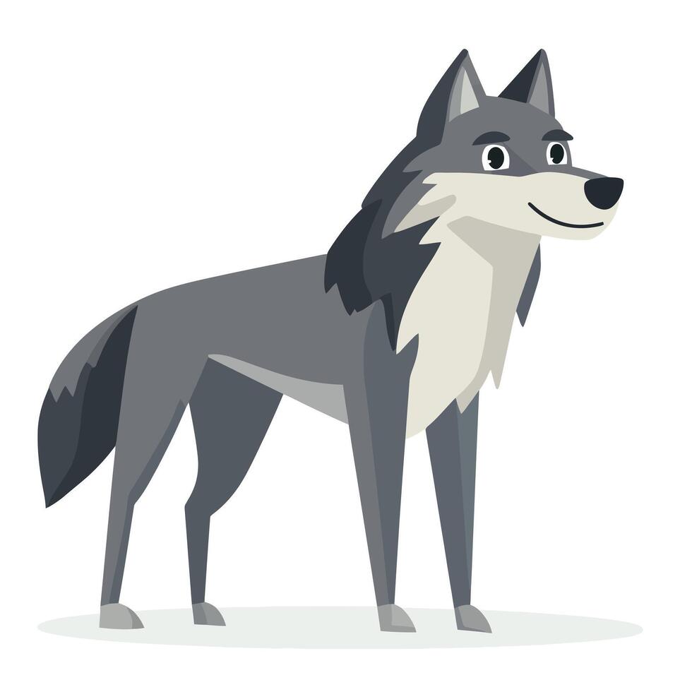 a cartoon wolf standing on a white background vector