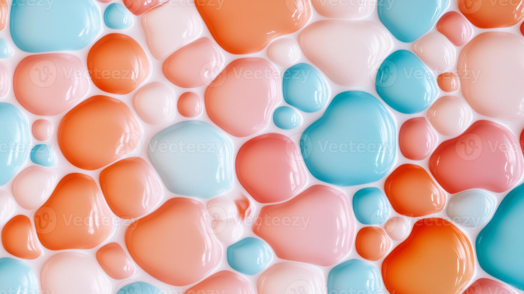 Abstract pattern of overlapping paint bubbles in pastel colors with a smooth texture photo