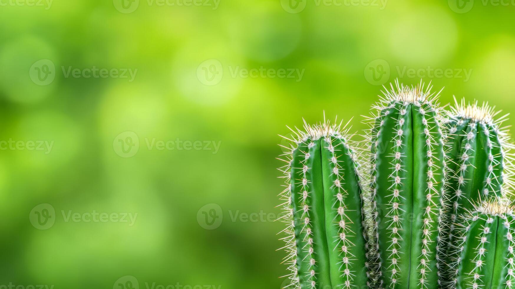 Magnified shot of cactus spines against a blurred green background photo