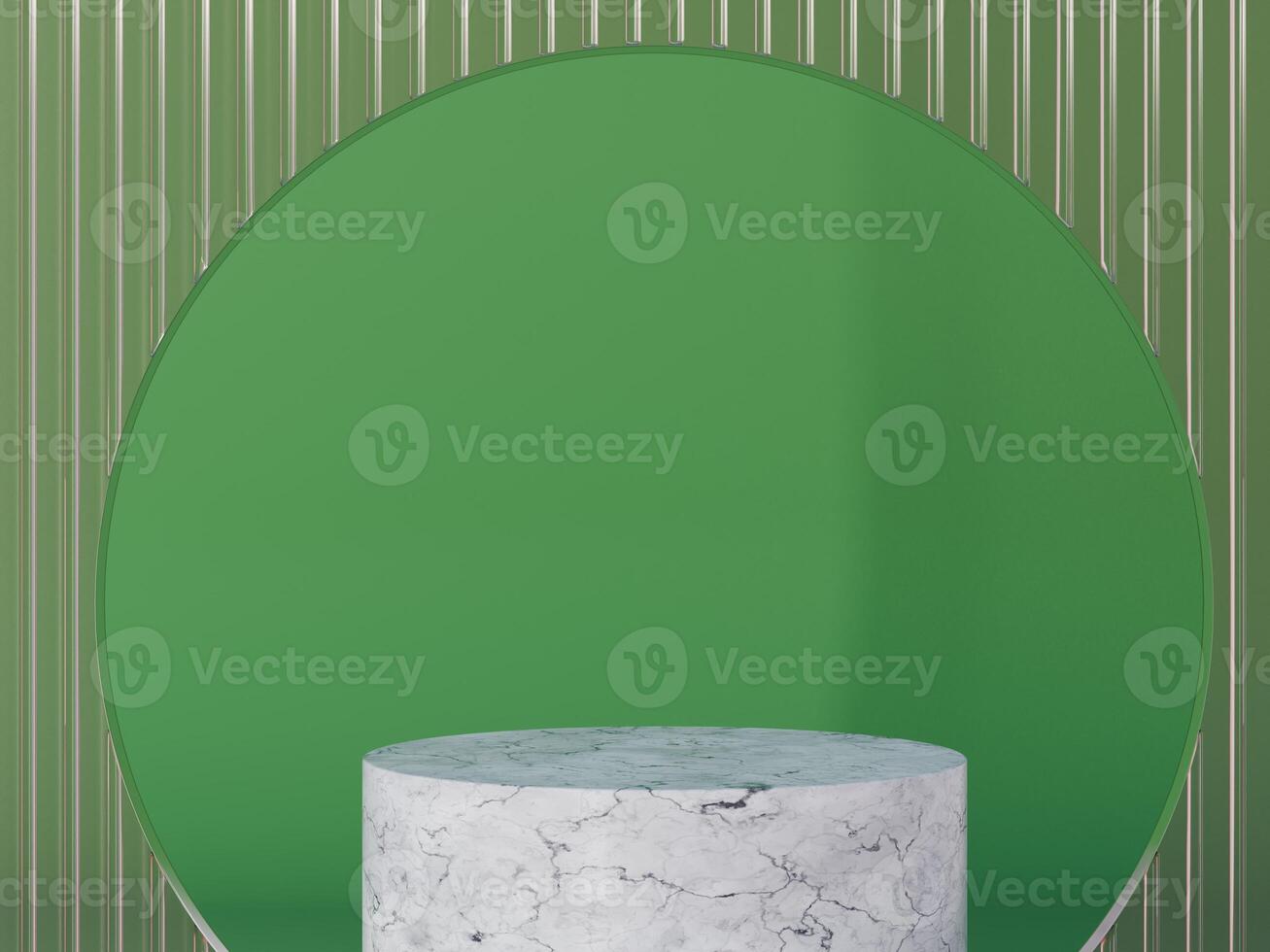 Marble Podium with Green Background and Glass Frame photo