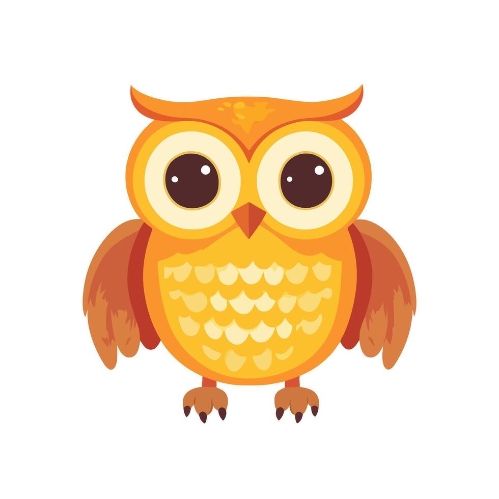 Golden color cartoon owl vector