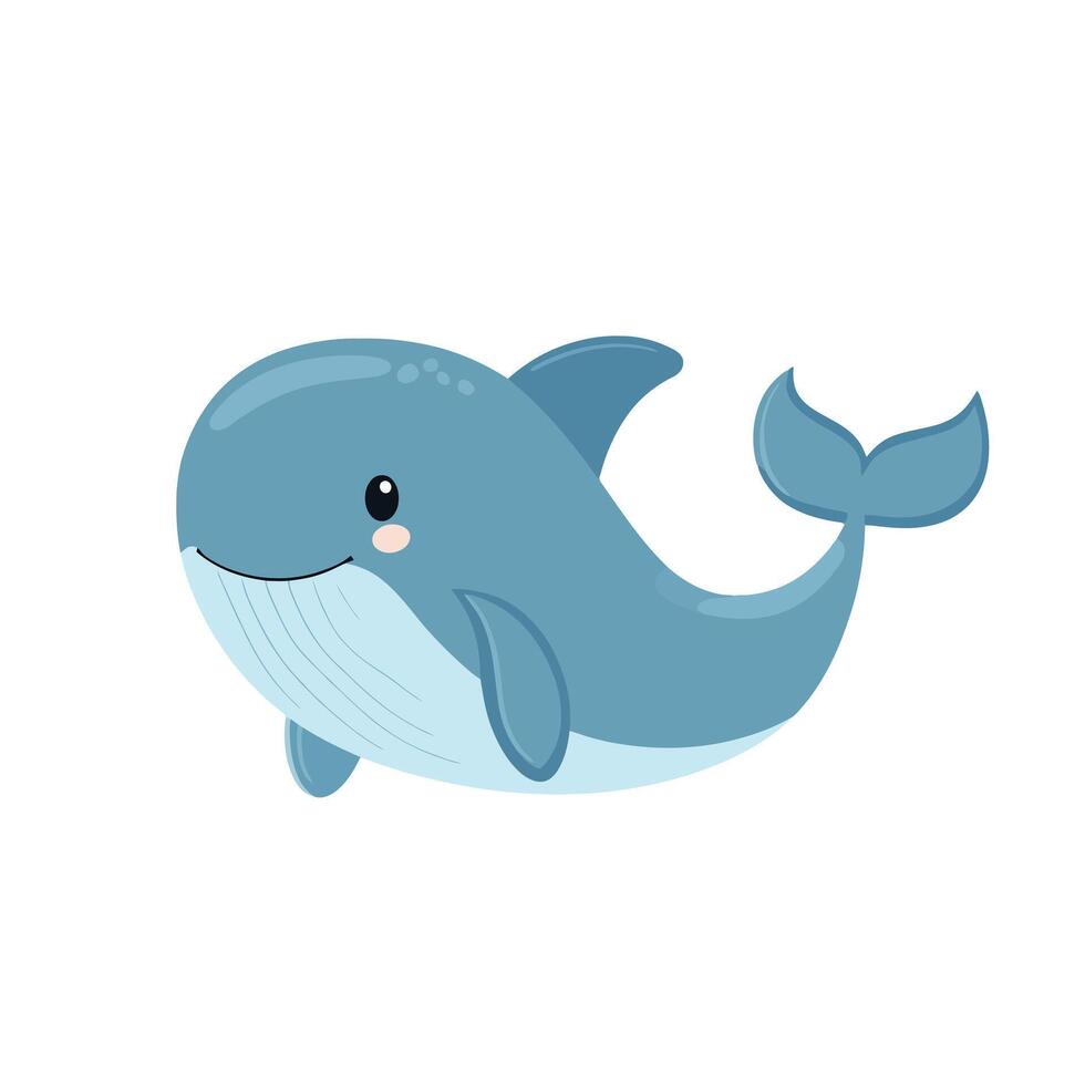 a cute blue whale with a big smile vector