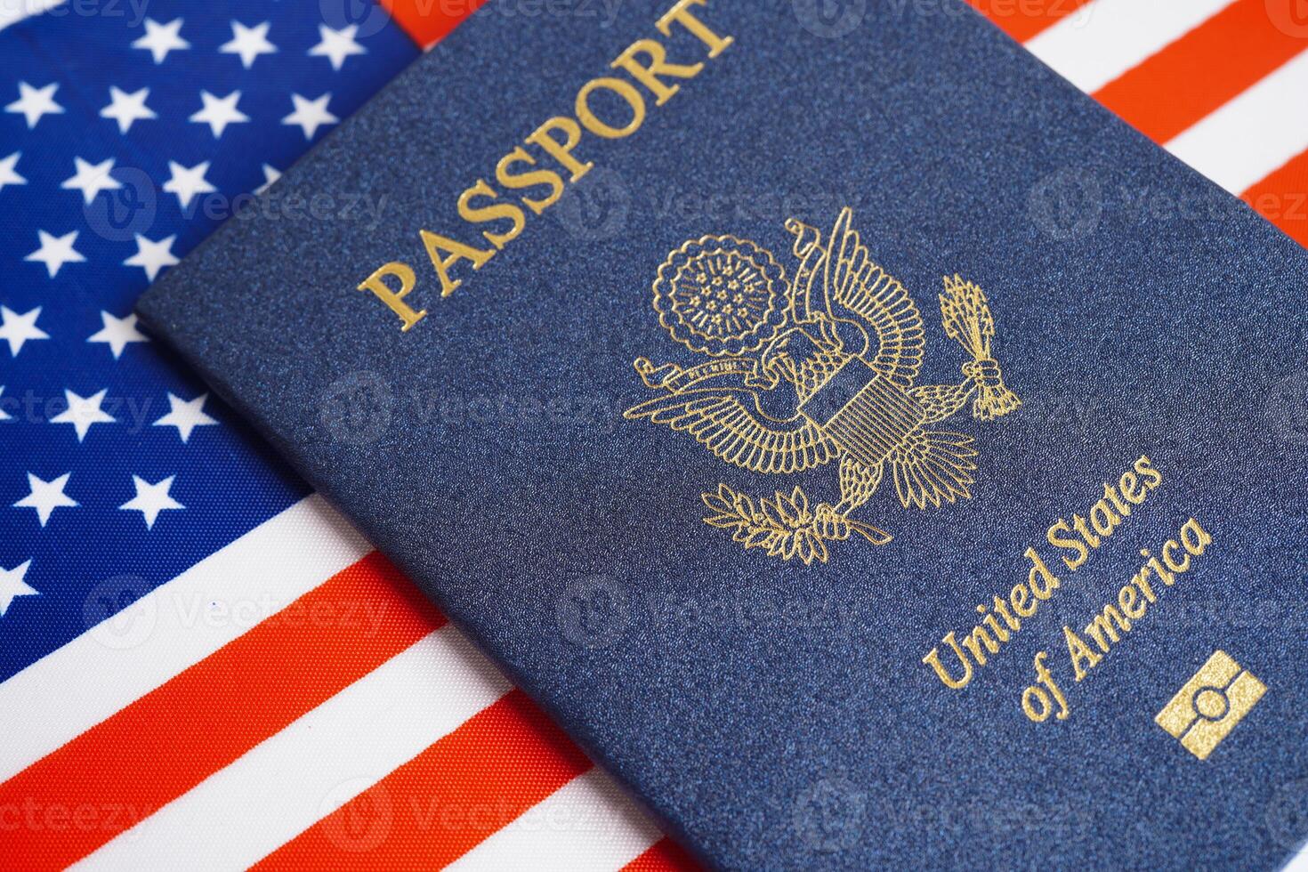 US passport isolated on white background, American citizen in United States of America. photo