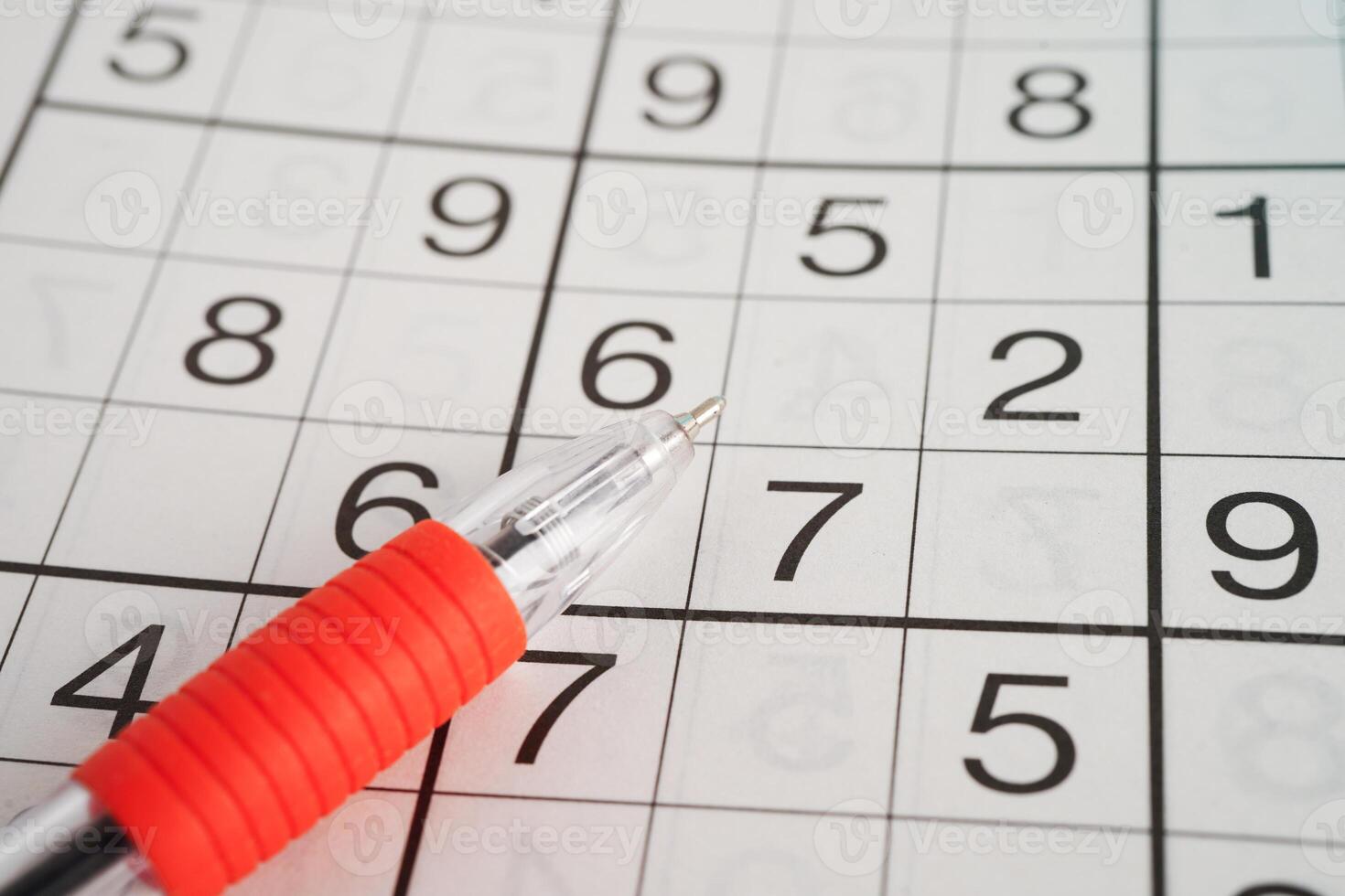 Sudoku puzzle, game to play for keep you brain younger for developing Alzheimer disease in senior patient. photo