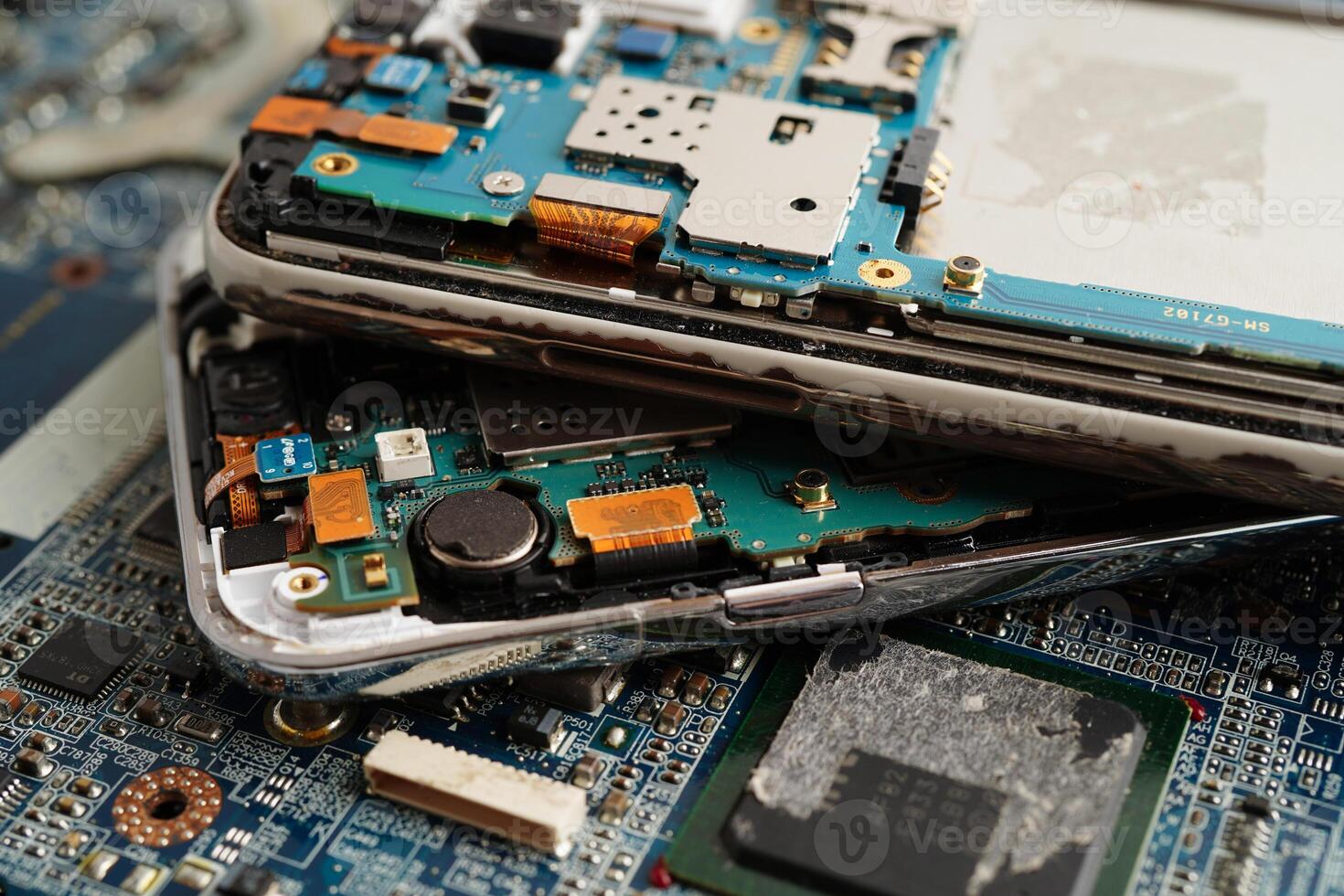 Repairing and upgrade circuit mainboard of notebook, electronic, computer hardware and technology. photo