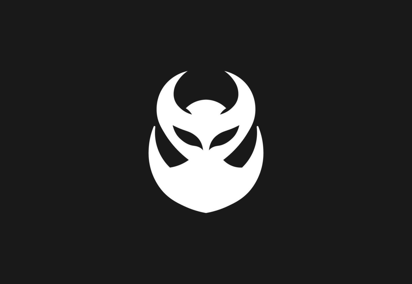 Abstract White Devil Logo on Black Background vector